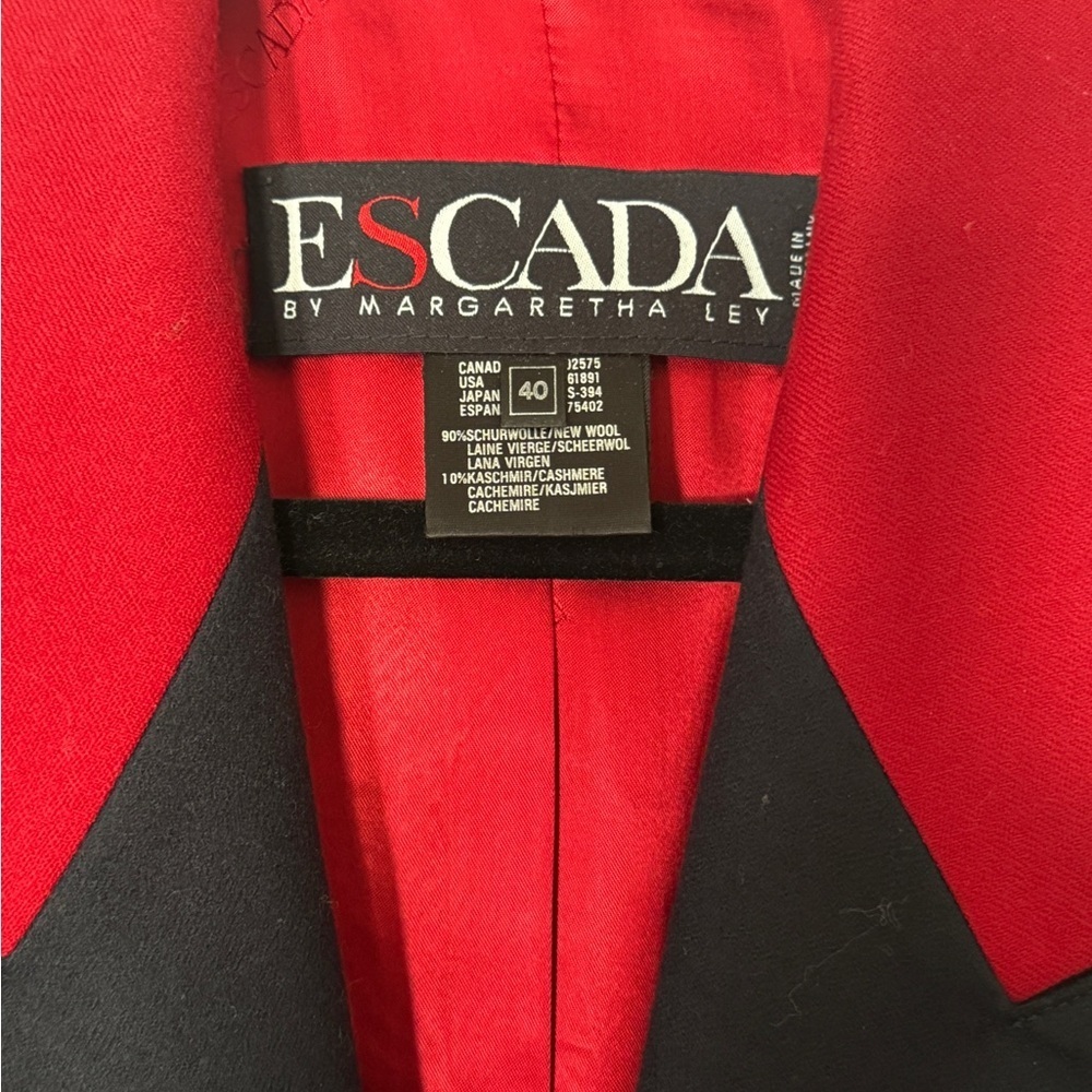 Vintage Escada by Margaretha Ley Embroidered Blazer – Navy/Red – US 40 ~US 8/10 - Picture 3 of 10